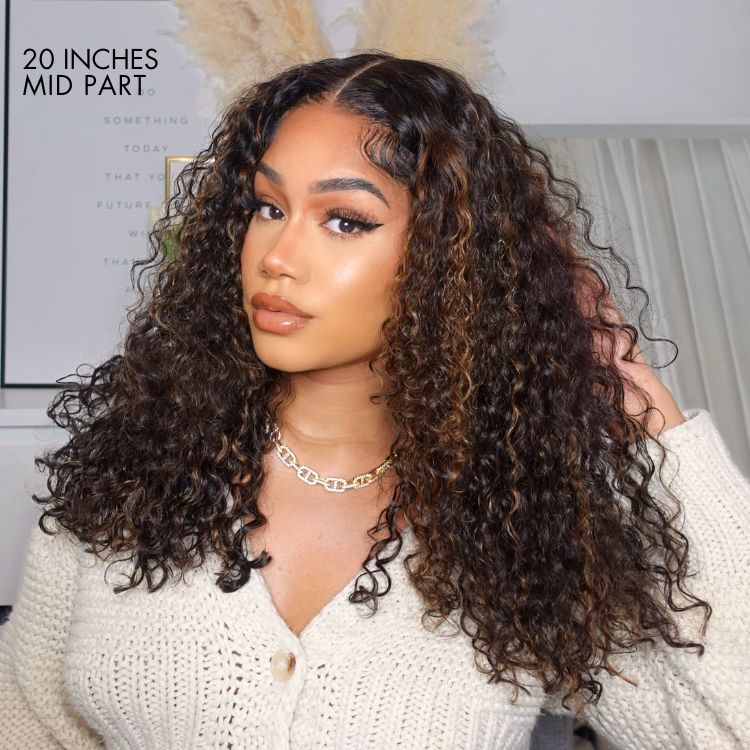 Real Max™ - Chestnut Brown Highlights Funmi 7x6 Closure HD Lace Long Curly Wig Breathable Cap - Image 6