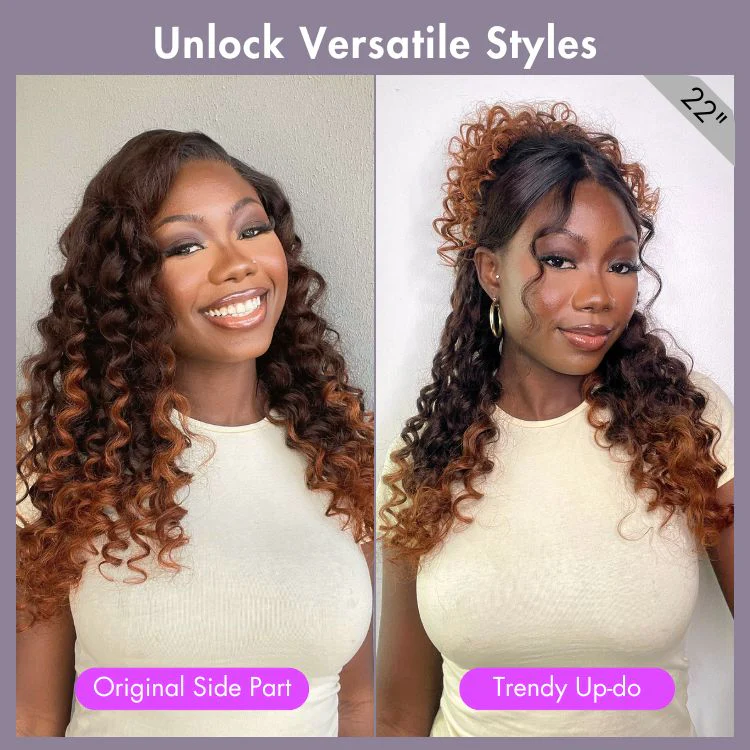 Luvme Hair PartingMax Glueless Wig Ombre Copper Brown Water Wave 7x6 Closure HD Lace Wig - US Only - Image 5