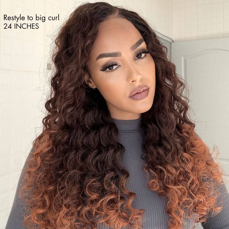 Luvme Hair PartingMax Glueless Wig Ombre Copper Brown Water Wave 7x6 Closure HD Lace Wig - US Only - Image 6