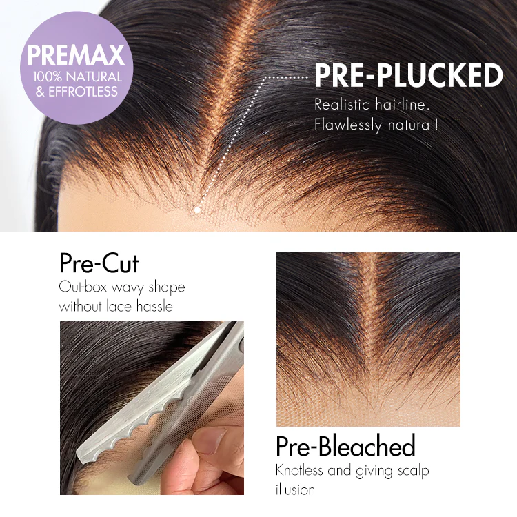 PreMax Wigs | 180% Density Bone Straight Glueless 5x5 Closure HD Lace Lace Wig Pre-cut & Plucked & Bleached - Image 4