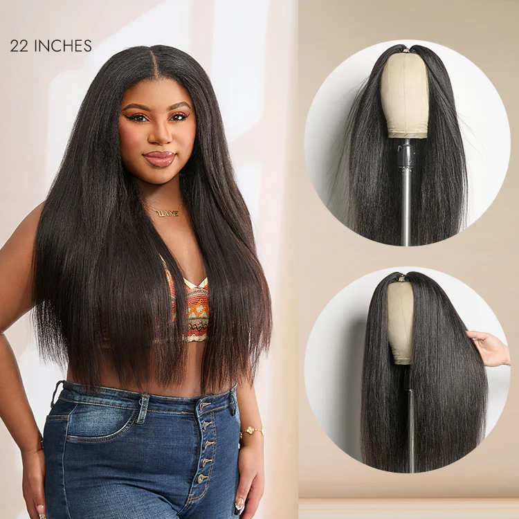 LUVME REMOVABLE SEW-IN™ Wig 180% Density  Kinky Curly / Yaki Straight Glueless V Part Flexi-Fit Drawstring Wig - Image 14