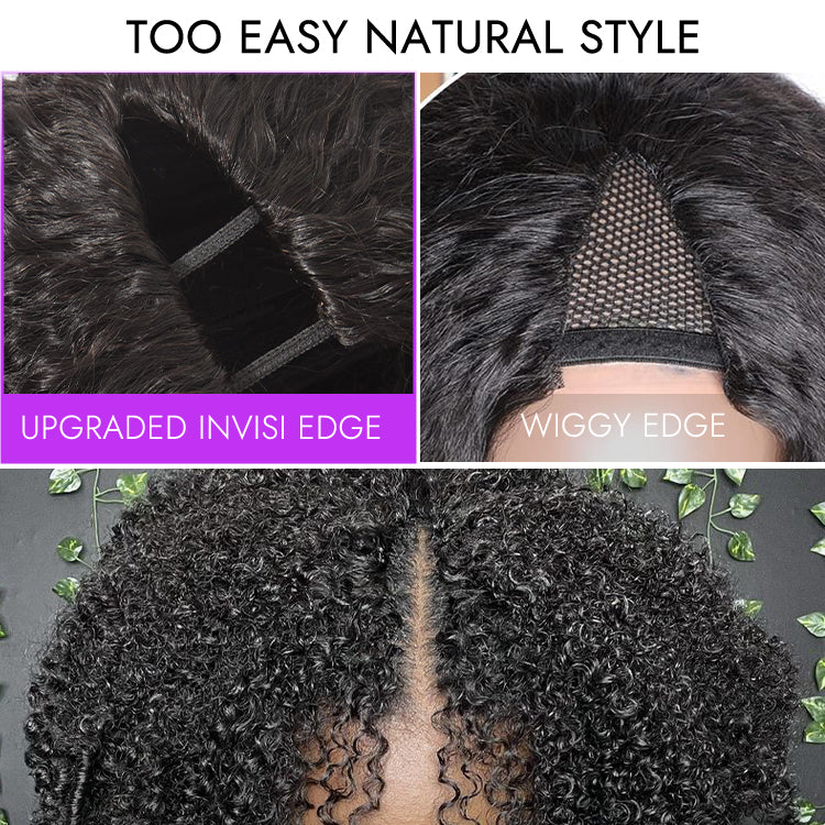 LUVME REMOVABLE SEW-IN™ Wig 180% Density  Kinky Curly / Yaki Straight Glueless V Part Flexi-Fit Drawstring Wig - Image 4