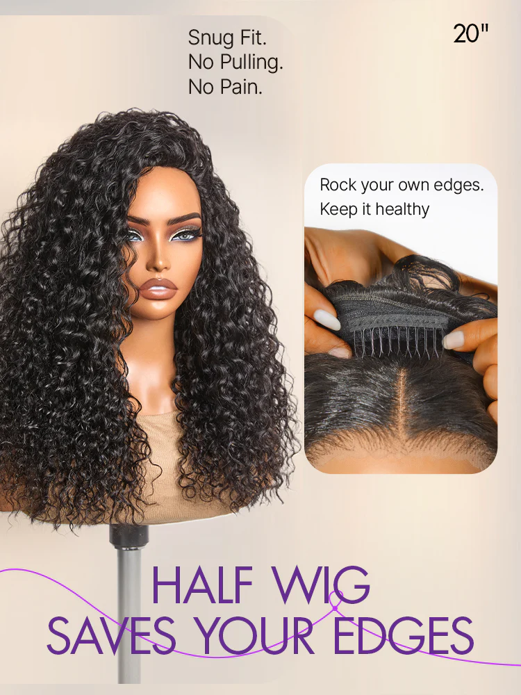Luvme Too Easy Textureâ„¢ 3-In-1 Half Wig 180% Density Water Wave Glueless Flexi-Fit Drawstring Wig - Image 4