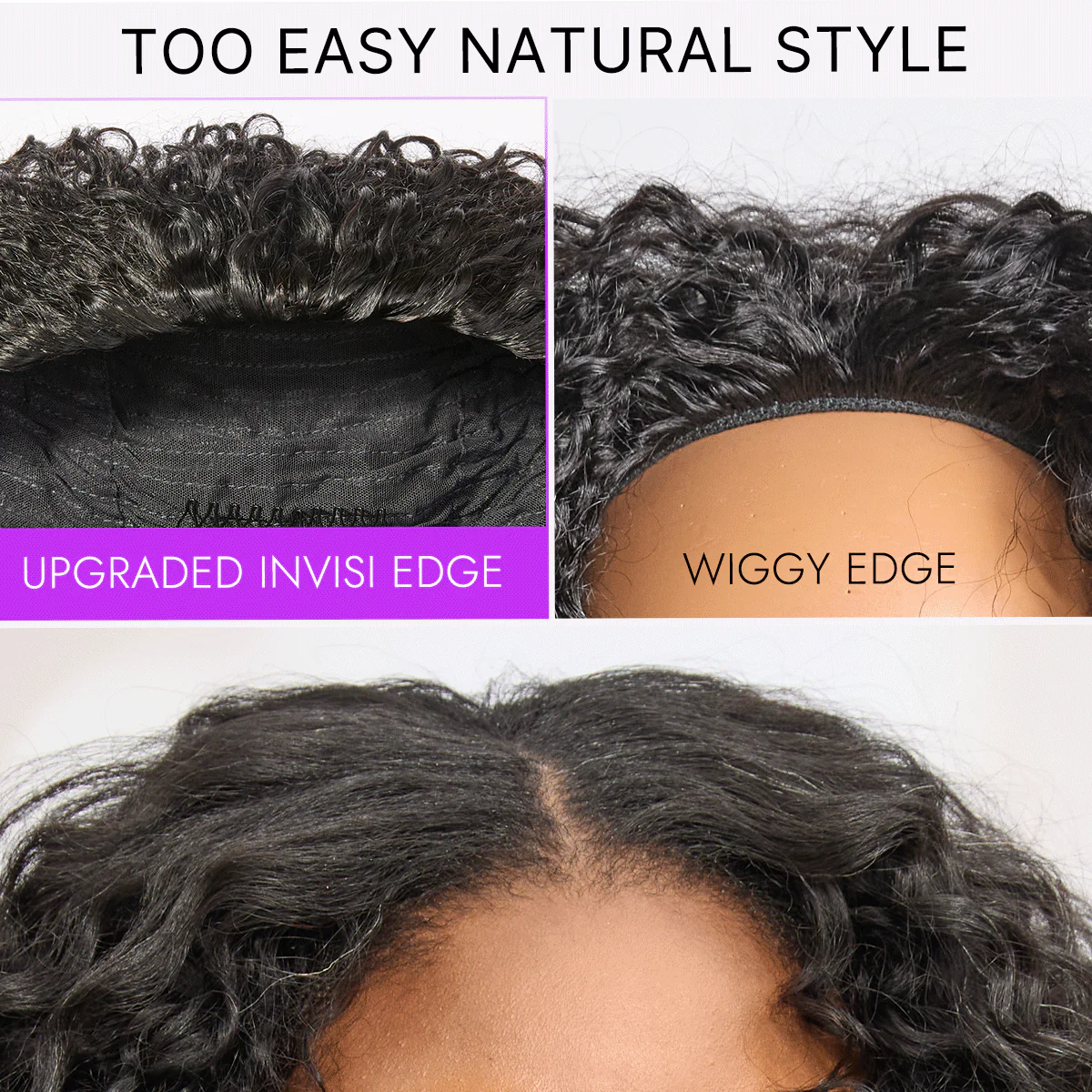 Luvme Too Easy Texture Half Wig 180% Density Fluffy Curly Glueless Flexi-Fit Drawstring Water Wave Wig - Image 4