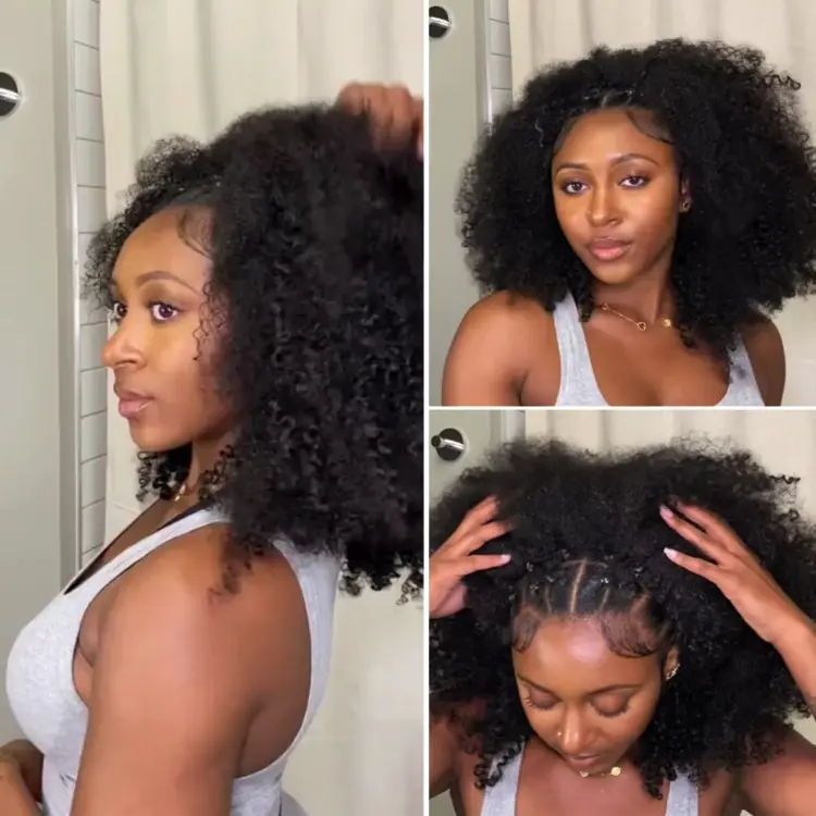 Luvme Too Easy Textureâ„¢ 3-In-1 Half Wig 180% Density Kinky Curly / Yaki Straight Glueless Flexi-Fit Drawstring Wig - Image 2