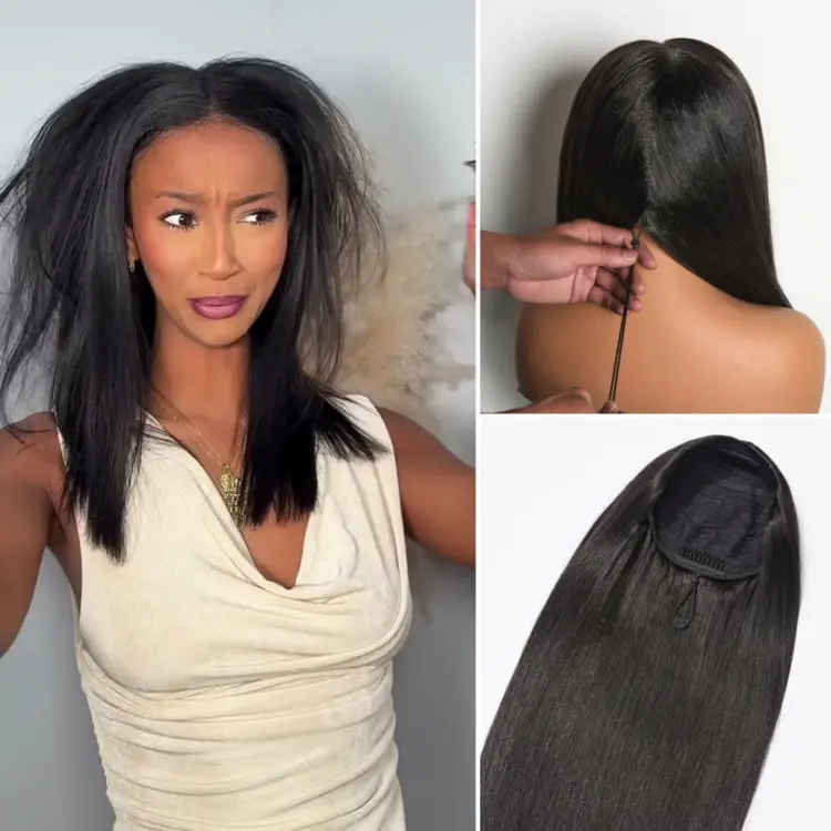 Luvme Too Easy Textureâ„¢ 3-In-1 Half Wig 180% Density Kinky Curly / Yaki Straight Glueless Flexi-Fit Drawstring Wig - Image 7