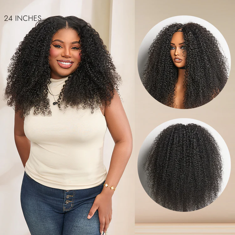 Luvme Too Easy Texture™ Wig 180% Density  Kinky Curly / Yaki Straight Glueless V Part Flexi-Fit Drawstring Wig - Image 12