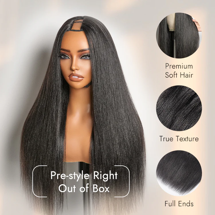 Luvme Too Easy Texture™ Wig 180% Density  Kinky Curly / Yaki Straight Glueless V Part Flexi-Fit Drawstring Wig - Image 13