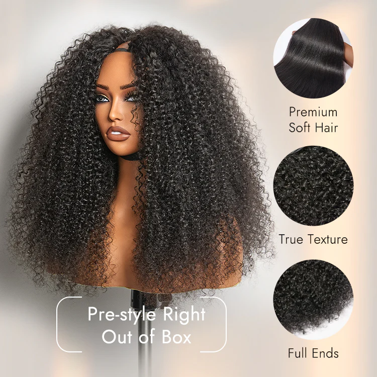 Luvme Too Easy Texture™ Wig 180% Density  Kinky Curly / Yaki Straight Glueless V Part Flexi-Fit Drawstring Wig - Image 7
