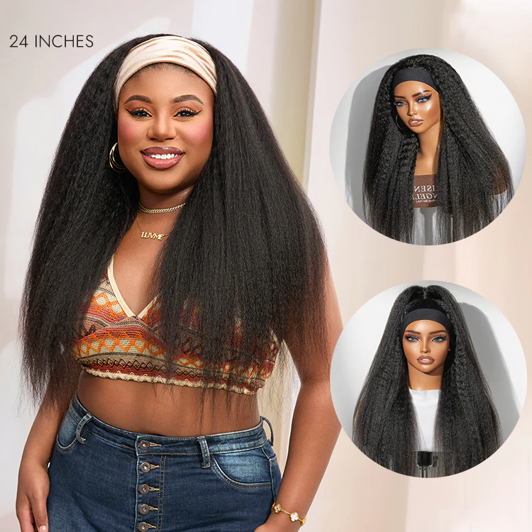 Luvme Too Easy Texture™ Wig 180% Density Kinky Straight Flexi-Fit Drawstring Glueless Headband Wig (Get Free Trendy Headbands) - Image 11