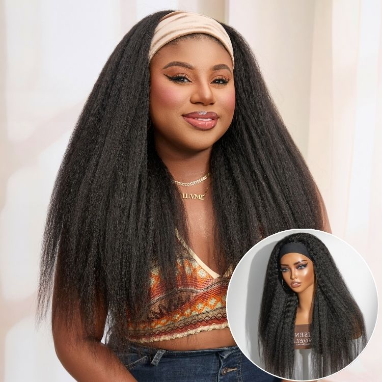 Luvme Too Easy Texture™ Wig 180% Density Kinky Straight Flexi-Fit Drawstring Glueless Headband Wig (Get Free Trendy Headbands) - Image 3