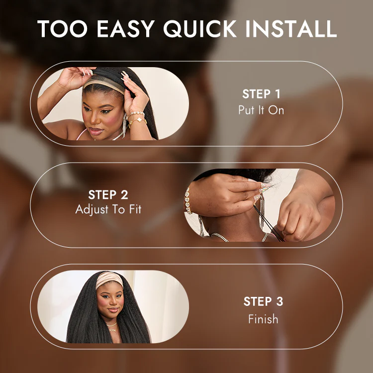 Luvme Too Easy Texture™ Wig 180% Density Kinky Straight Flexi-Fit Drawstring Glueless Headband Wig (Get Free Trendy Headbands) - Image 4