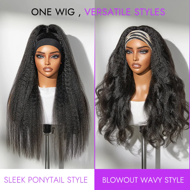 Luvme Too Easy Texture™ Wig 180% Density Kinky Straight Flexi-Fit Drawstring Glueless Headband Wig (Get Free Trendy Headbands) - Image 5