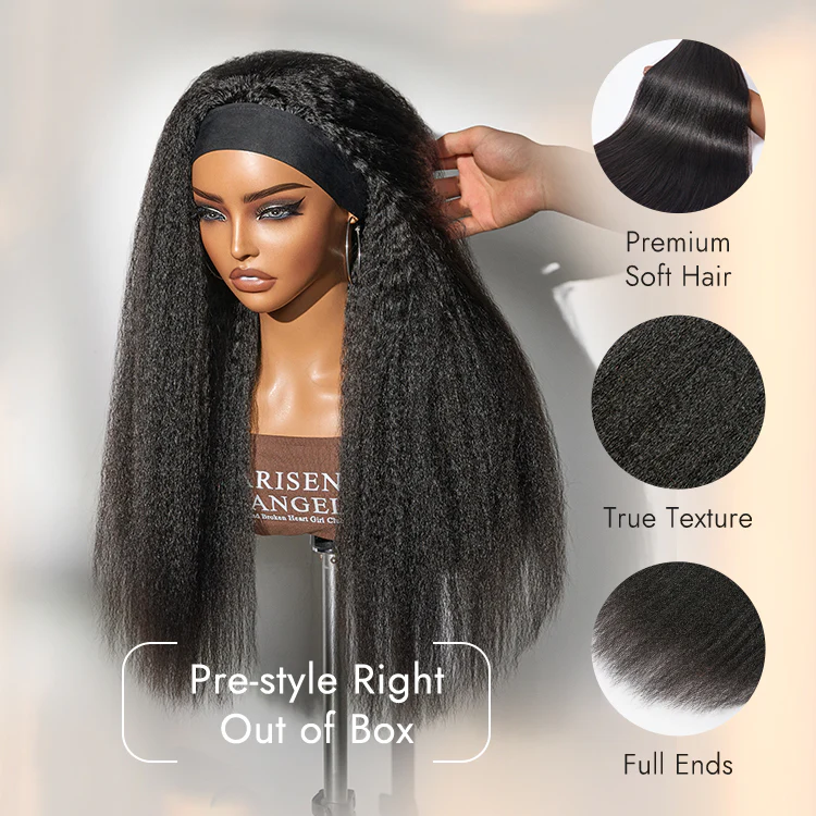 Luvme Too Easy Texture™ Wig 180% Density Kinky Straight Flexi-Fit Drawstring Glueless Headband Wig (Get Free Trendy Headbands) - Image 8