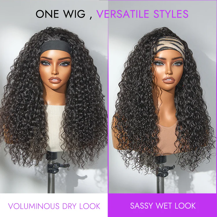 Luvme Too Easy Texture™ Wig 180% Density Water Wave Glueless Headband Wig Flexi-Fit Drawstring (Get Free Trendy Headbands) - Image 5