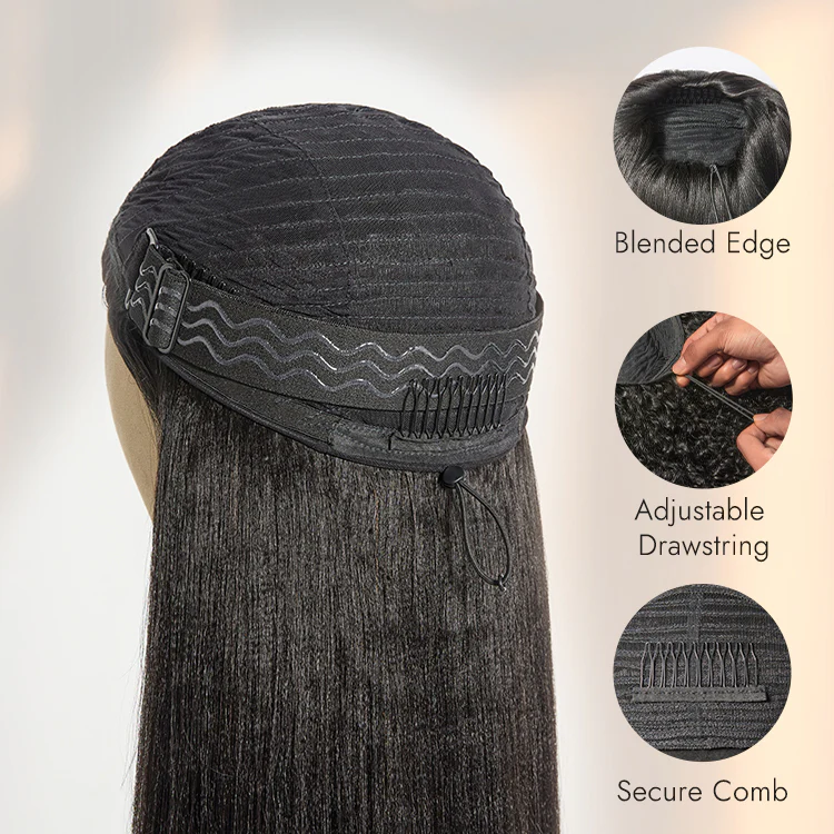 Luvme Too Easy Texture™ Wig 180% Density Yaki Straight Glueless Flexi-Fit Drawstring 3-In-1 Half Wig Human Hair - Image 13