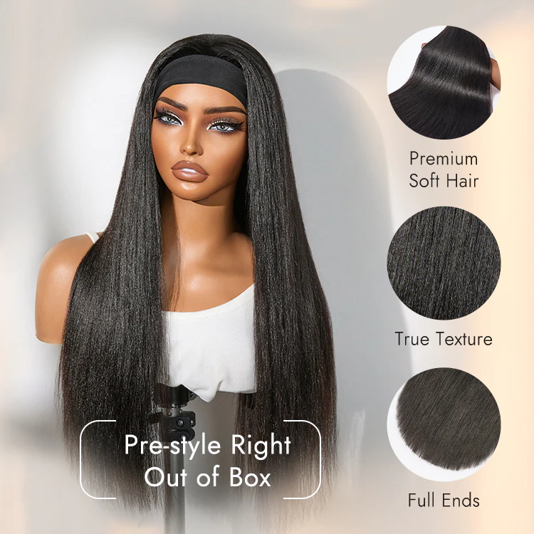 Luvme Too Easy Texture™ Wig 180% Density Yaki Straight Glueless Headband Wig Flexi-Fit Drawstring (Get Free Trendy Headbands) - Image 3