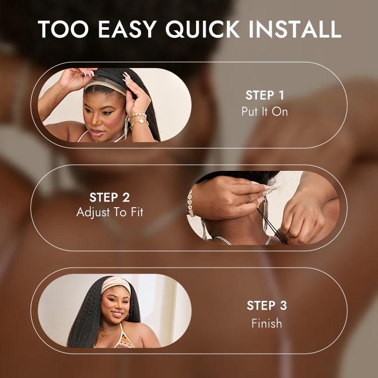 Luvme Too Easy Texture™ Wig 180% Density Yaki Straight Glueless Headband Wig Flexi-Fit Drawstring (Get Free Trendy Headbands) - Image 4