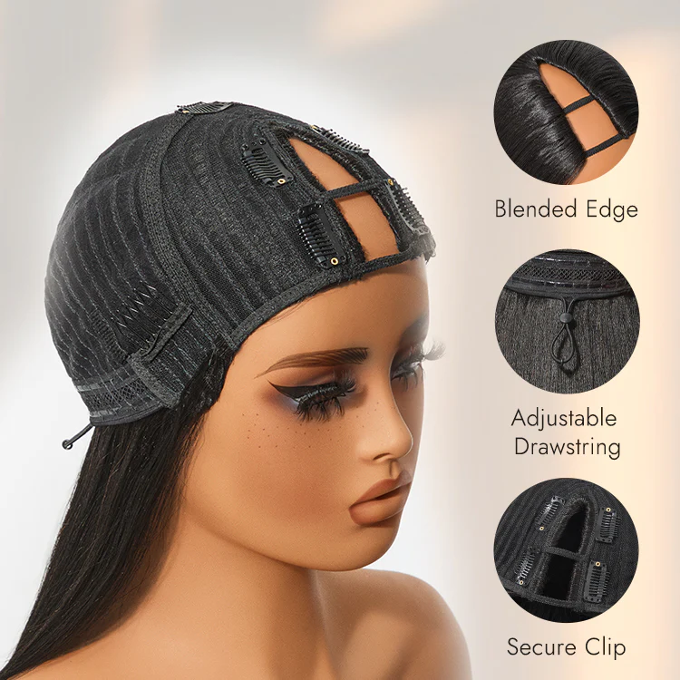 Luvme Too Easy Texture™ 180% Density Yaki Straight Glueless V Part Flexi-Fit Drawstring Wig Beginner Friendly - Image 8
