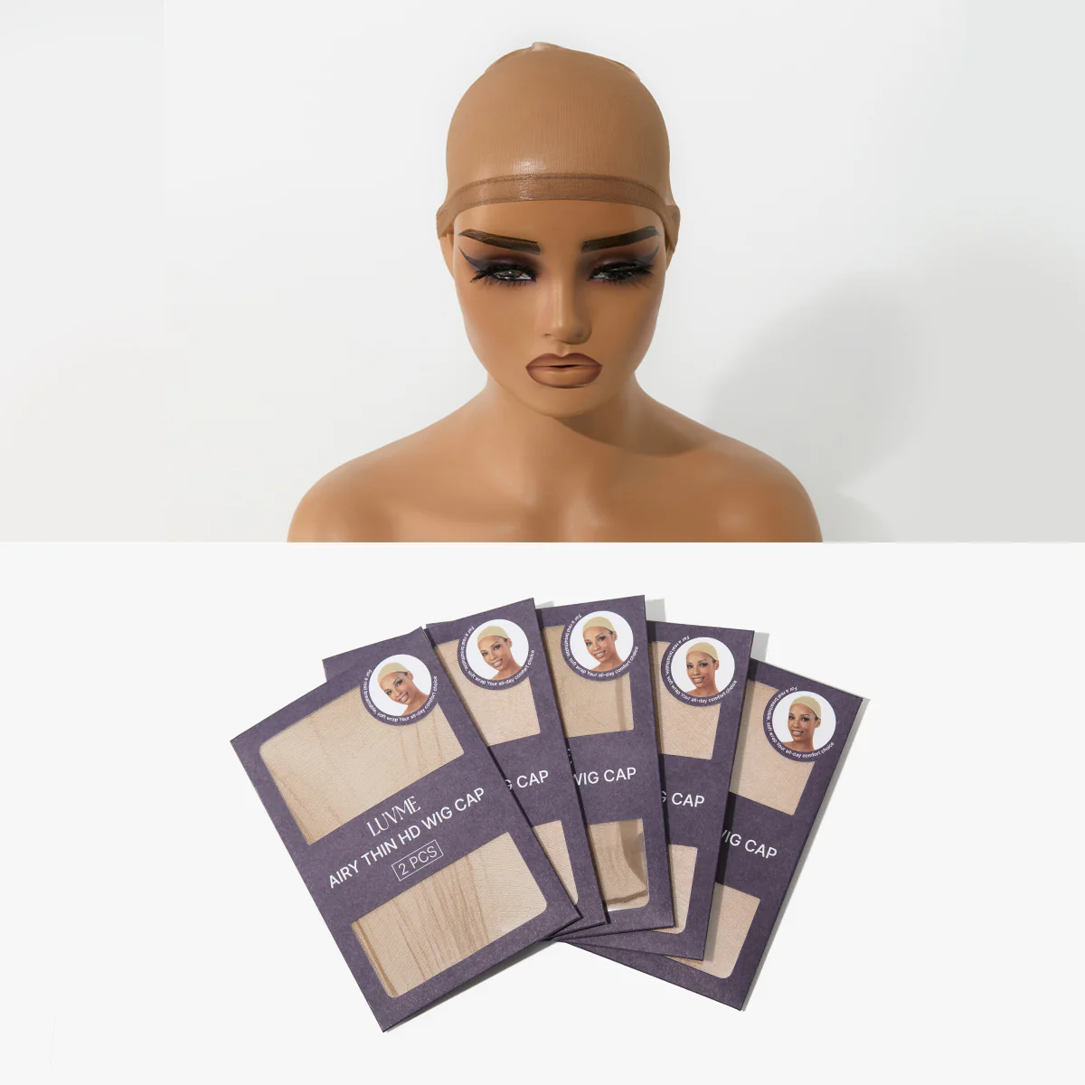 LUVME Wig Cap Set, 5 Packs (10 pcs, Dark Brown) – Soft, Stretchy, Breathable Caps with Secure Fit for Lace Wigs | Add-on Item