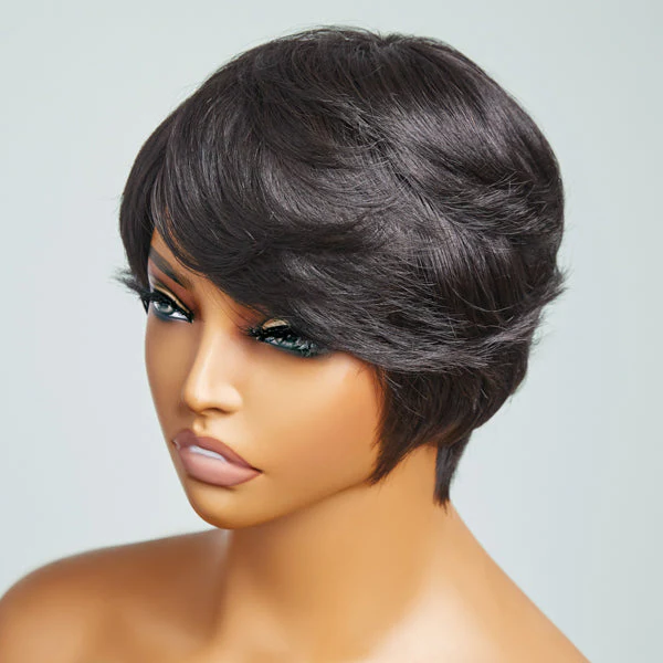 Clean & Neat Mature Boss Style Glueless Short Wig with Bangs 100% Human Hair - US Only - Image 2