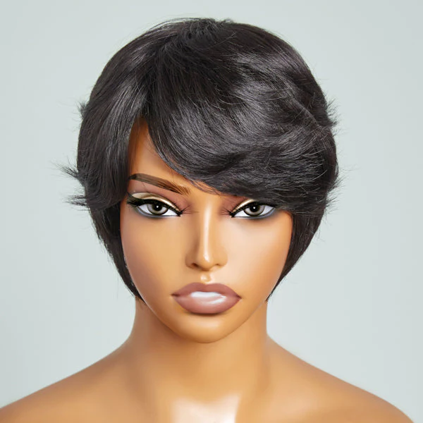 Clean & Neat Mature Boss Style Glueless Short Wig with Bangs 100% Human Hair - US Only - Image 4