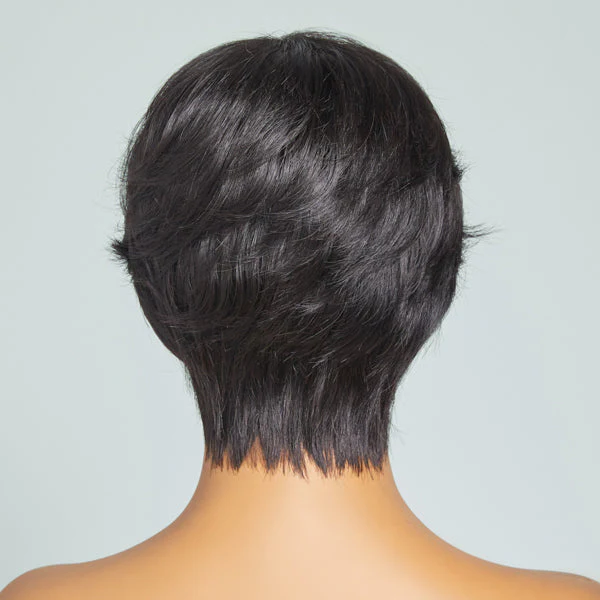 Clean & Neat Mature Boss Style Glueless Short Wig with Bangs 100% Human Hair - US Only - Image 5
