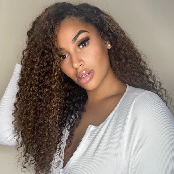 Mix Chestnut Brown Deep Wave 13x4 Frontal HD Lace Side Part Long Human Hair Wig - US Only - Image 3