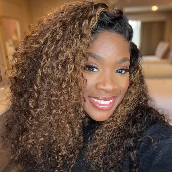Mix Chestnut Brown Deep Wave 13x4 Frontal HD Lace Side Part Long Human Hair Wig - US Only - Image 4