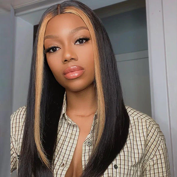 Mix Color Highlight Middle Part Lace Closure Wig - US Only - Image 3