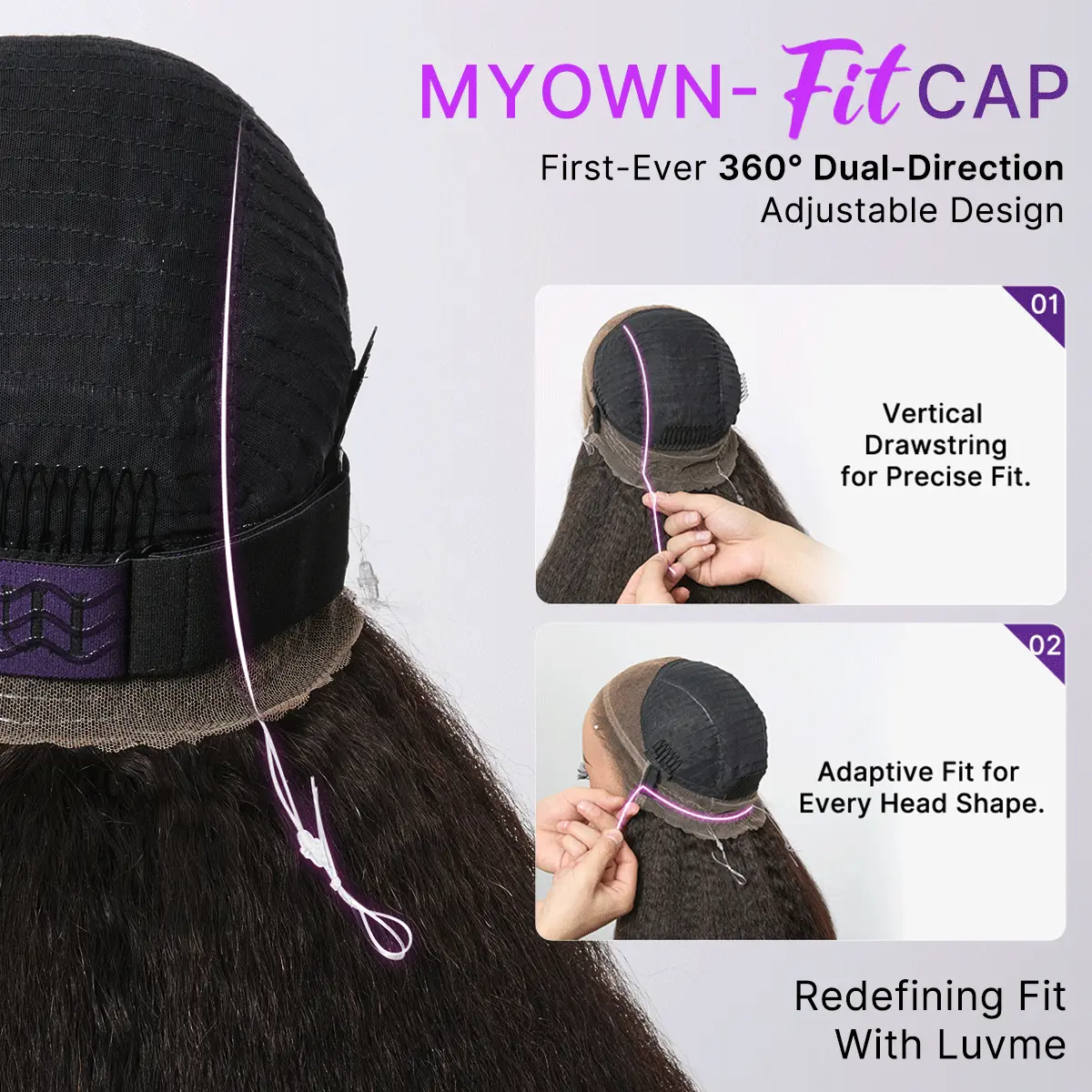 MyOwn-Fit™ 360 HD Lace Free Parting Water Wave Wig Flexi-Fit Invisi Drawstring Cap & Pre-Cut Lace - Image 4