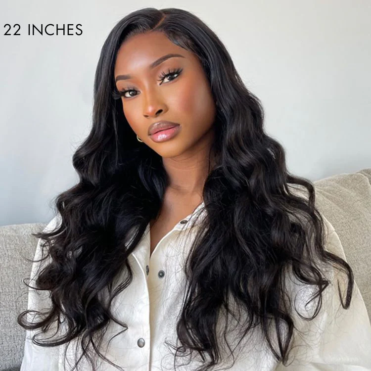 Glueless 13x6 Frontal Lace Natural Black Body Wave Side Part Long Wig 100% Human Hair - US Only - Image 4