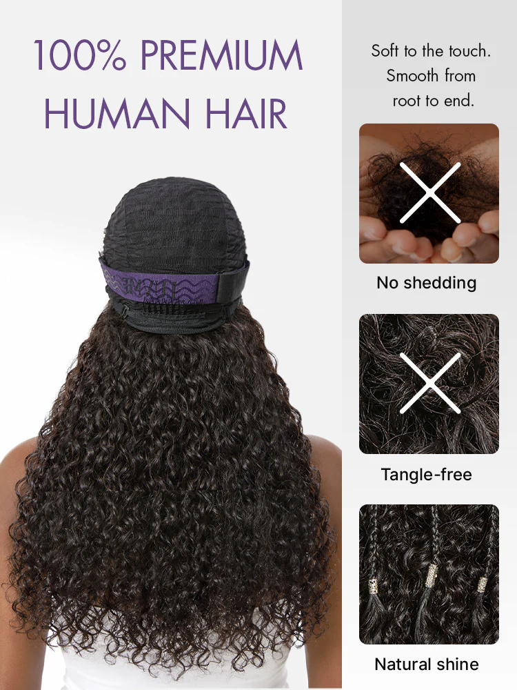 Natural Black Boho Cornrow Braids 13x4 Frontal Lace Deep Curly Long Wig Pre-cut Lace - Image 8