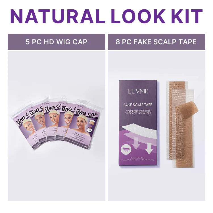 Natural Look Kit | 10pcs HD Wig Cap+8pcs Fake Scalp Tape for Wigs | Add-on Item - Image 2