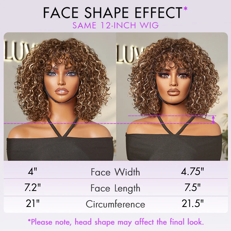 Beginner Friendly Water Wave Minimalist Lace Glueless Short Curly Wig with Bangs - Image 13