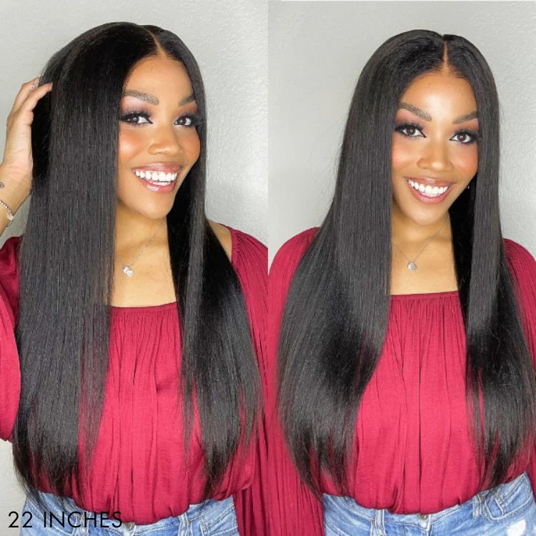 Natural Hairline Yaki Straight Glueless 13x4 Frontal HD Lace Long Wig 100% Human Hair - US Only - Image 11