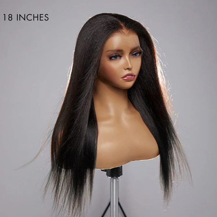 Natural Hairline Yaki Straight Glueless 13x4 Frontal HD Lace Long Wig 100% Human Hair - US Only - Image 7
