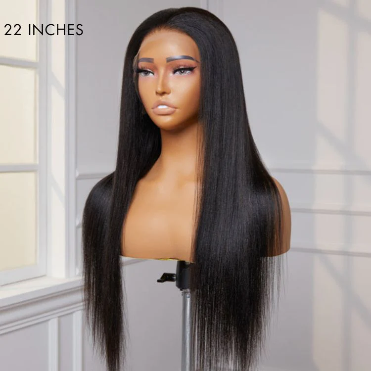 Natural Hairline Yaki Straight Glueless 13x4 Frontal HD Lace Long Wig 100% Human Hair - US Only - Image 8