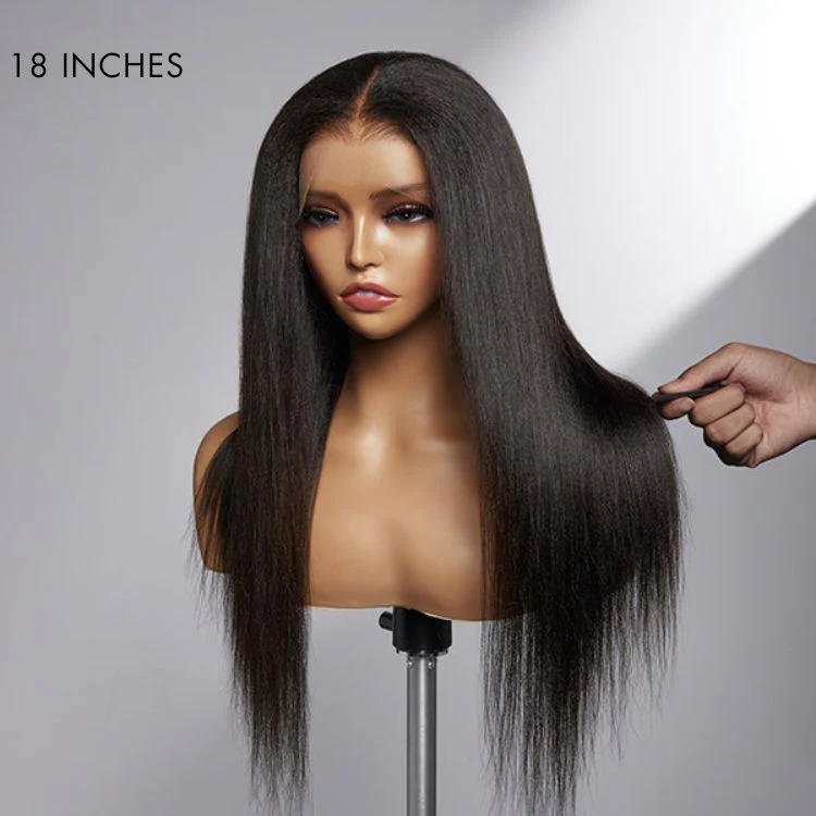 Natural Hairline Yaki Straight Glueless 13x4 Frontal HD Lace Long Wig 100% Human Hair - US Only - Image 9