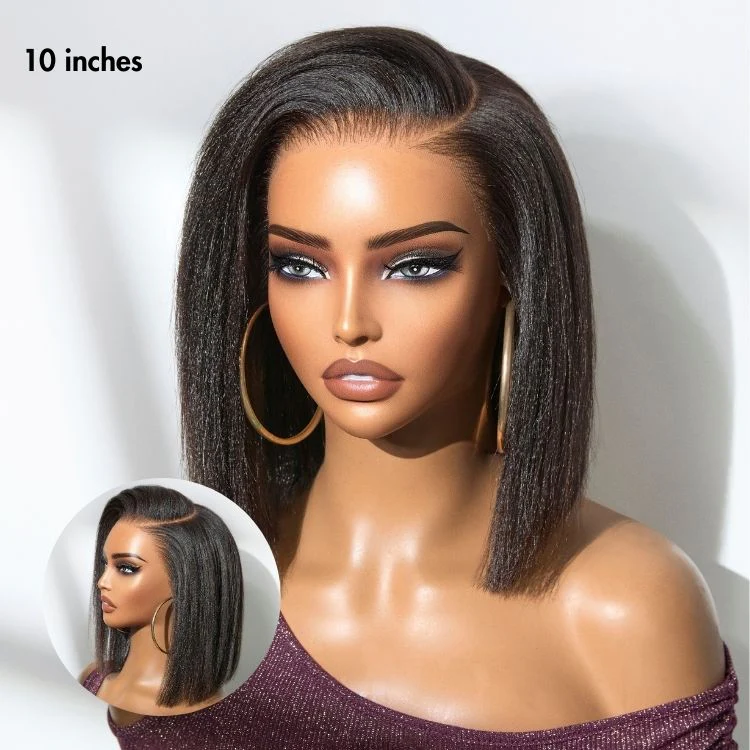 Nature Maxâ„¢ Yaki / Silky Bob Ear-to-Ear Glueless 13x6 Frontal HD Lace Short Bob Wig - Image 4