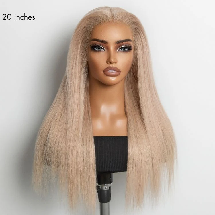 NatureMAX™ 180% Density Ash Blonde Silky Straight Glueless Ear-to-ear 13x4 HD Lace Front Wig Pre-Cut Lace Flexi-Fit Drawstring Cap - Image 5