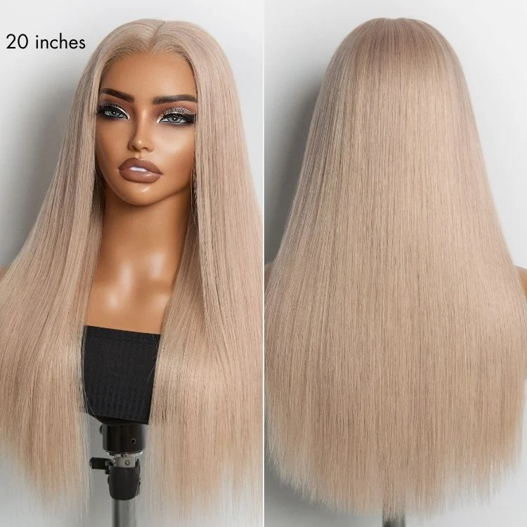 NatureMAX™ 180% Density Ash Blonde Silky Straight Glueless Ear-to-ear 13x4 HD Lace Front Wig Pre-Cut Lace Flexi-Fit Drawstring Cap - Image 6