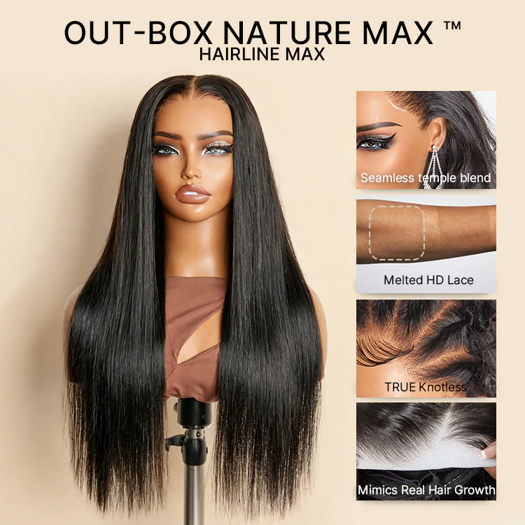 NatureMAX™ Silky Straight Glueless Ear-to-ear 13x4 HD Lace Front Wig Pre-Cut Lace - Image 2