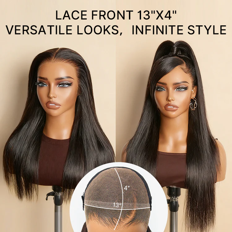NatureMAX™ Silky Straight Glueless Ear-to-ear 13x4 HD Lace Front Wig Pre-Cut Lace - Image 3