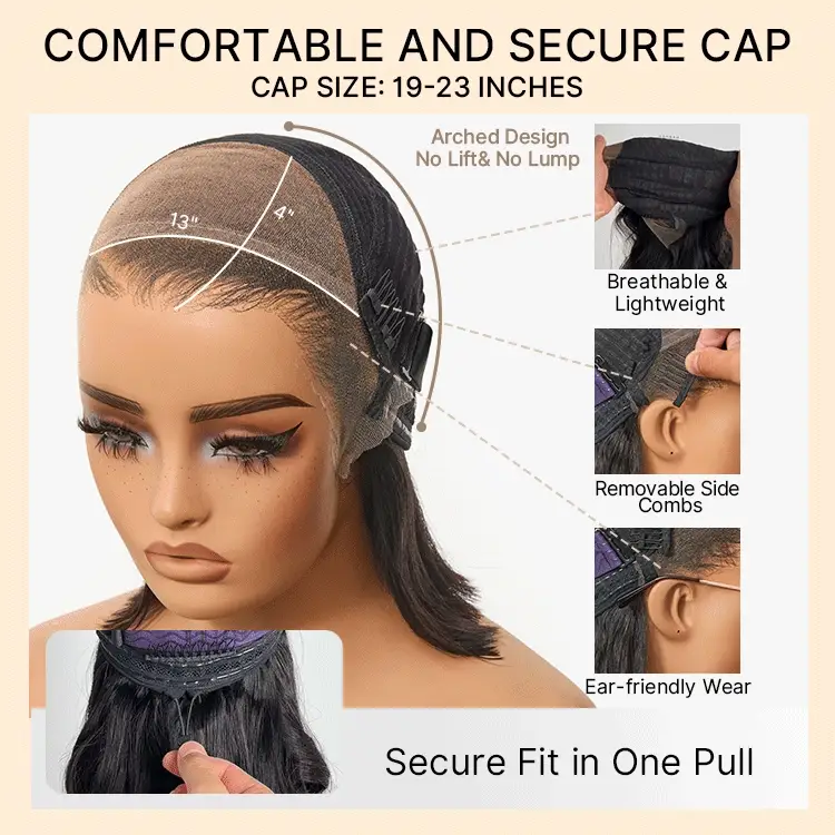 NatureMAX™ 200% / 250% Density Loose Wave Glueless Ear-to-ear 13x4 HD Lace Front Wig Pre-Cut Lace Flexi-Fit Drawstring Cap - Image 6
