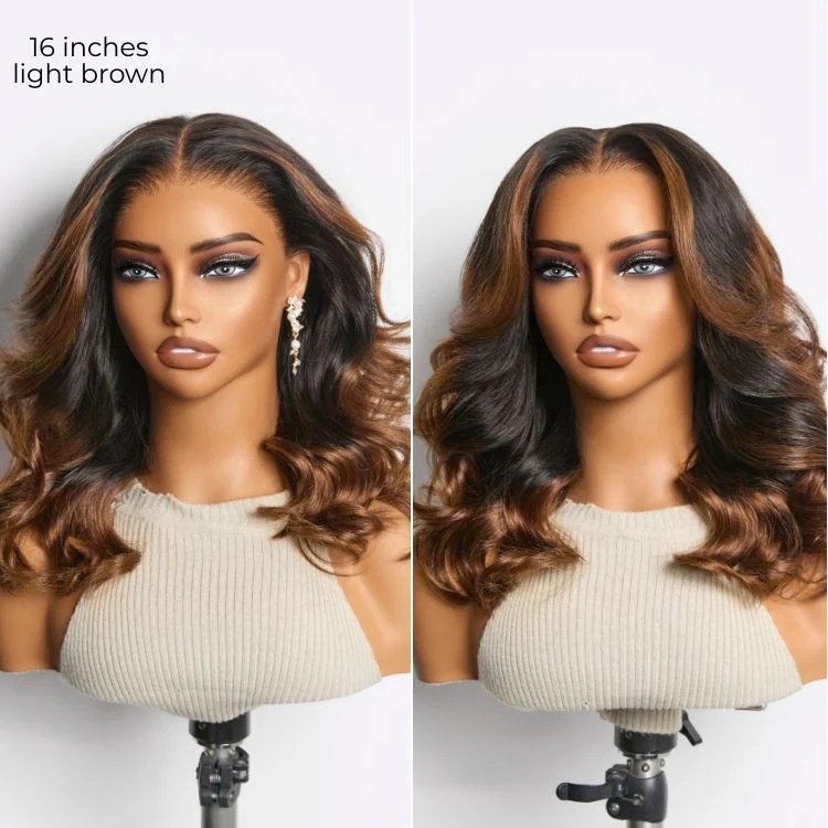 NatureMAX™ 200% Density Ombre Brown / Natural Black Loose Wave Glueless 13x6 / 13x4 HD Lace Front Wig Human Hair Pre-Cut Lace Flexi-Fit Drawstring Cap - Image 16