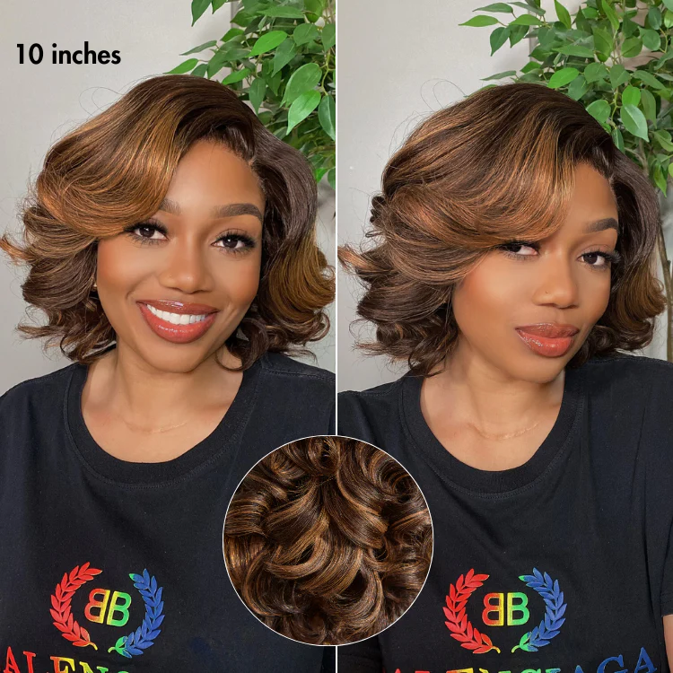 New Customers Only | 1 SEC INSTALL WIG | Mature Boss Brown Ombre Highlight / Natural Black Loose Wave Glueless Minimalist HD Lace Wig - Image 3