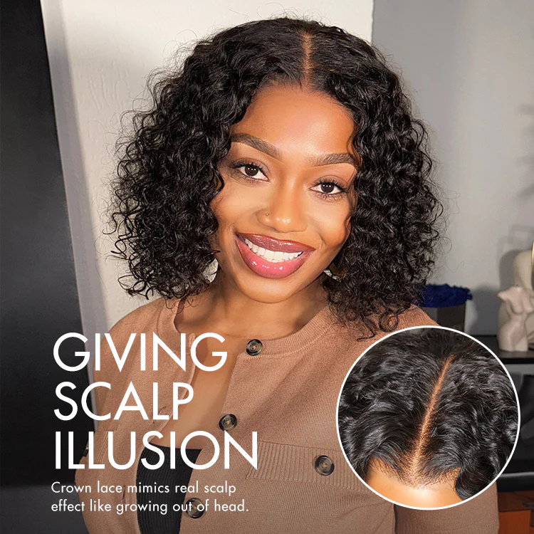New Customers Only | Brown Highlight / Natural Black / Blonde Highlight Deep Curly Glueless 5x5 Closure Pre-Cut Lace Wig - Image 13