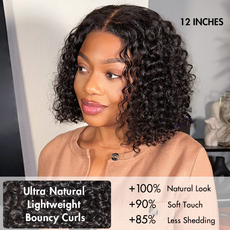 New Customers Only | Brown Highlight / Natural Black / Blonde Highlight Deep Curly Glueless 5x5 Closure Pre-Cut Lace Wig - Image 14