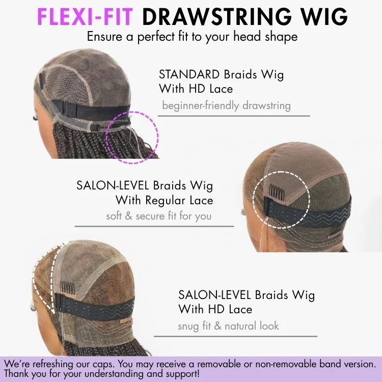 New Customers Only | Light Weight Flexi-Fit Invisi Drawstring Cap Full Lace Knotless Boho Curls Braided Long Wig Super Natural Scalp - Image 13